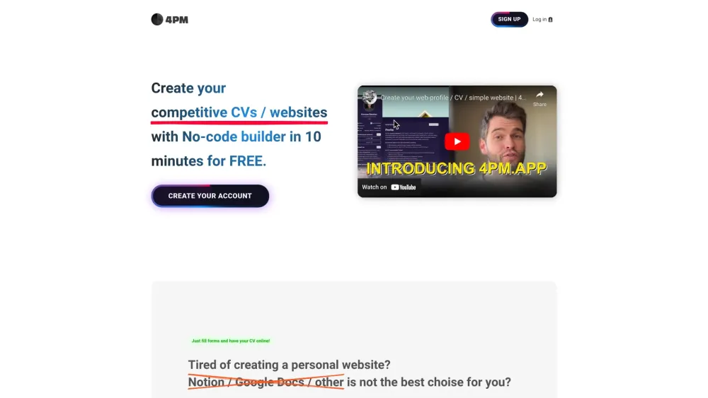 4Pm App website screenshot