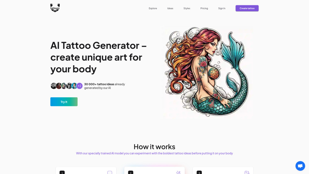 Tattoon Ai website screenshot