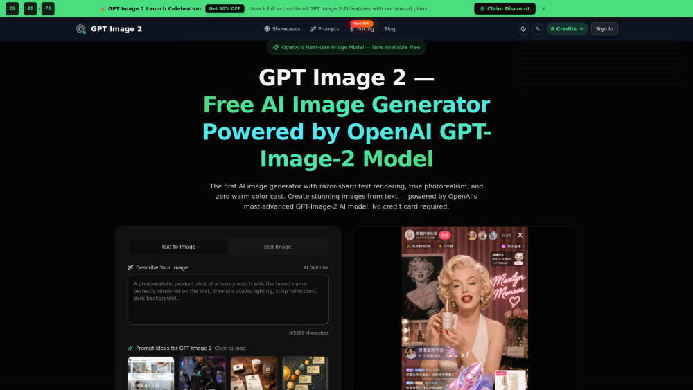 GPT Image 2 website screenshot