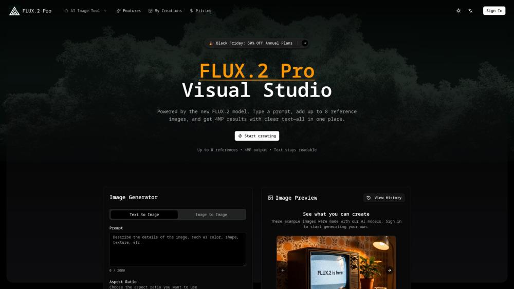 Flux 2 Pro Ai website screenshot