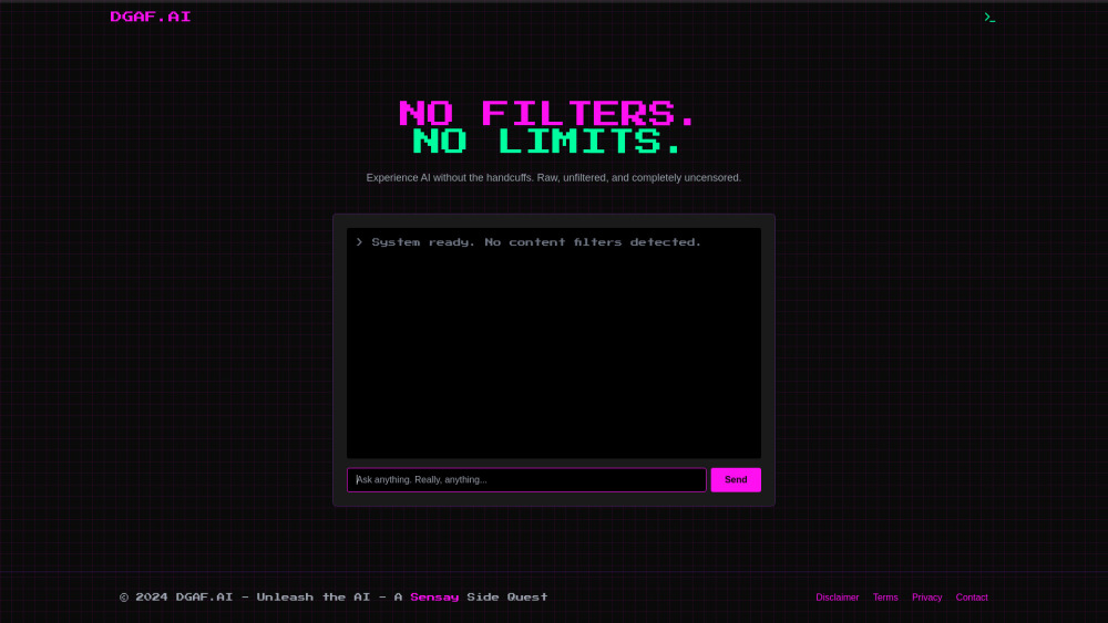 Dgaf website screenshot