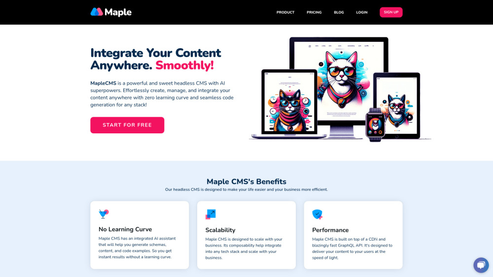 Maple Cms website screenshot