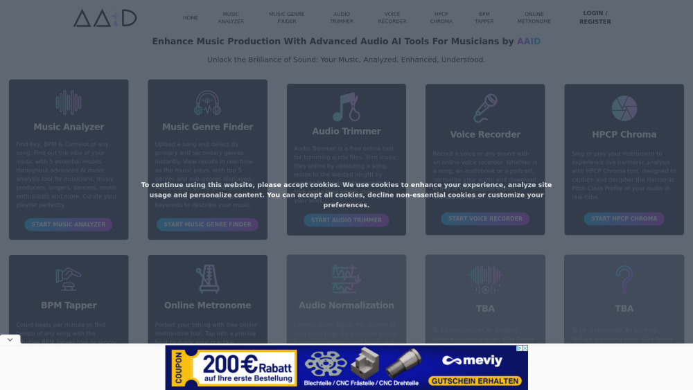Audio Ai Dynamics website screenshot
