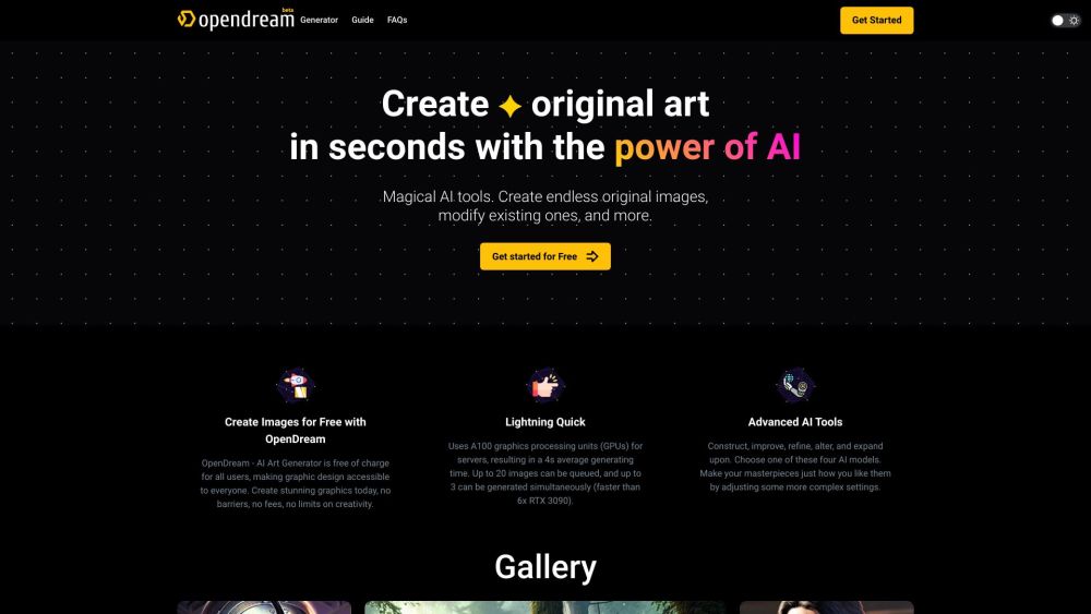 Open Dream website screenshot