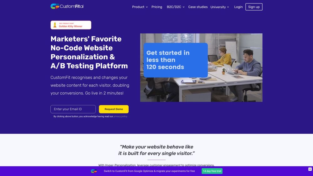 Customfit Ai 2 0 website screenshot