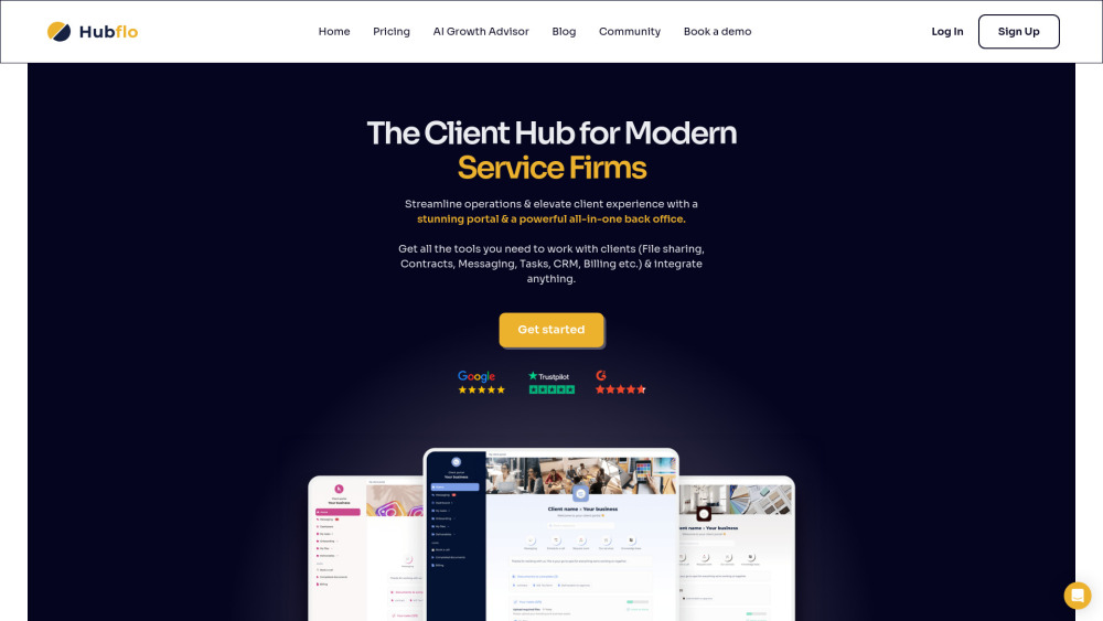 Hubflo website screenshot