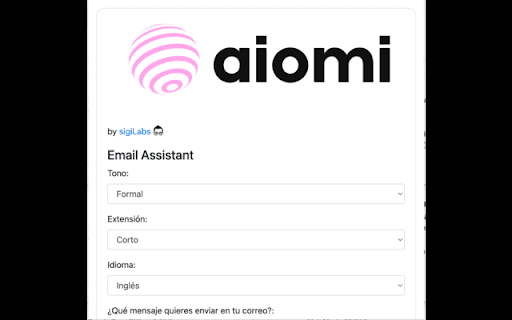 Aiomi Ai Assistant website screenshot