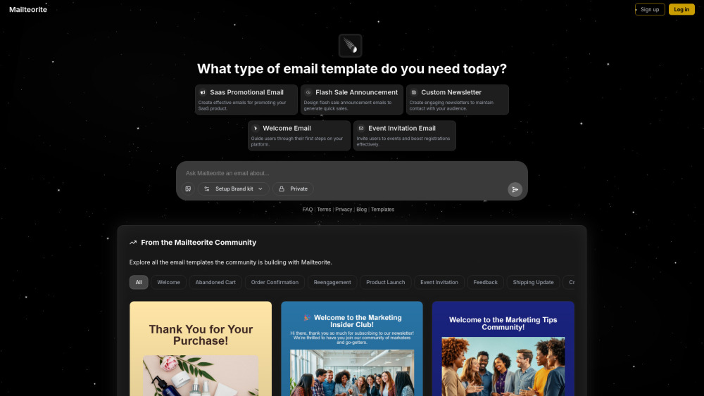 Mailteorite website screenshot