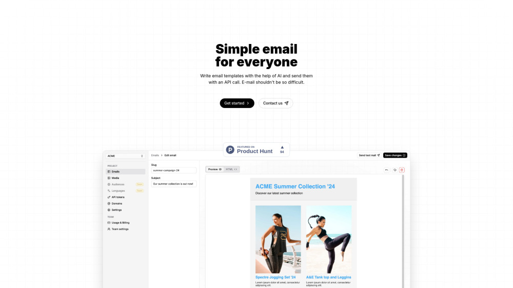 Volamail website screenshot