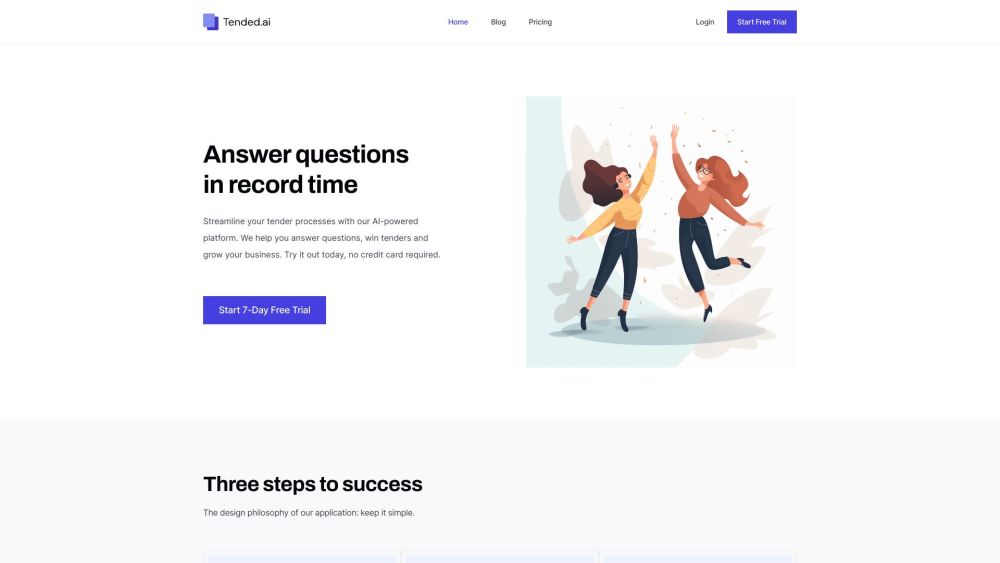 Tended Ai website screenshot