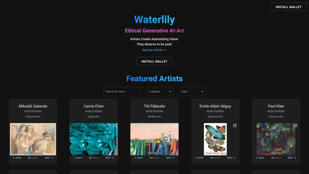 Waterlily Ai website screenshot