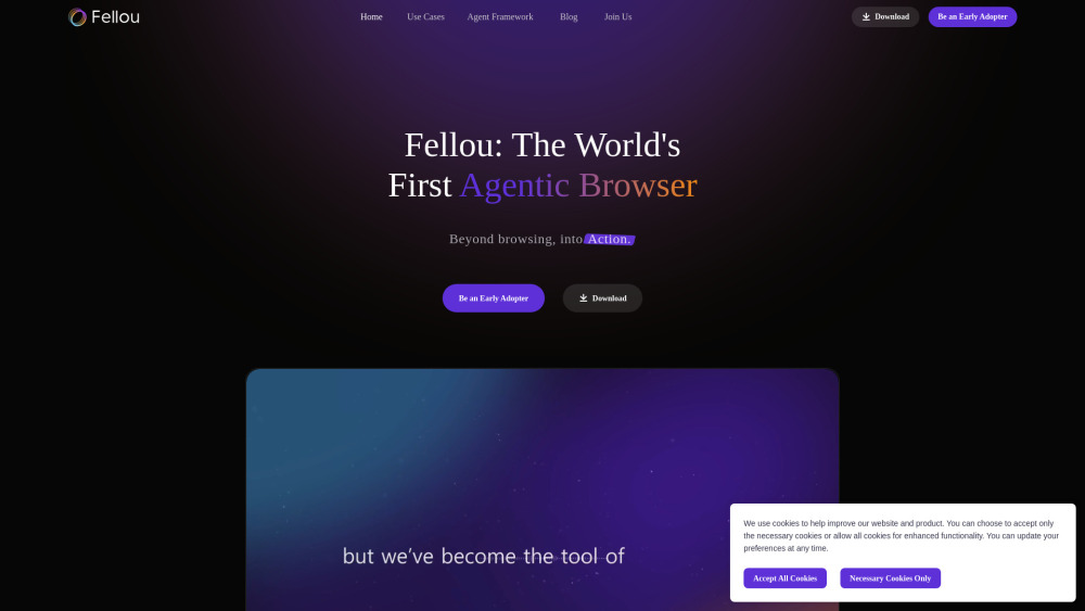 Fellou Ai Browser website screenshot