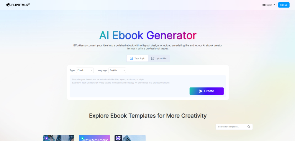 Fliphtml5 Ai Ebook Generator website screenshot