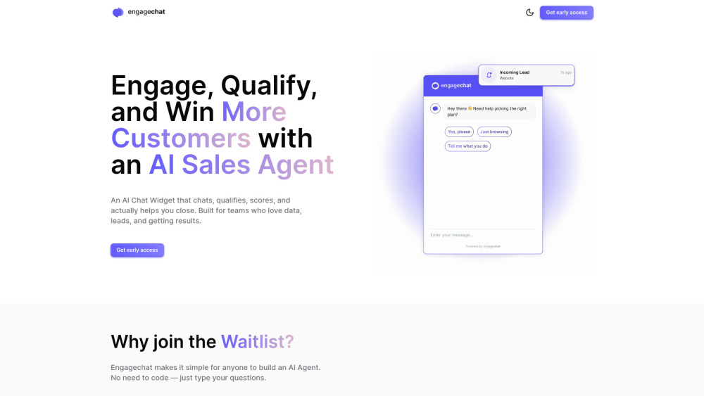 Engagechat Ai website screenshot