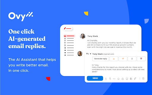 Ovy Ai One Click Ai Generated Email Replies website screenshot