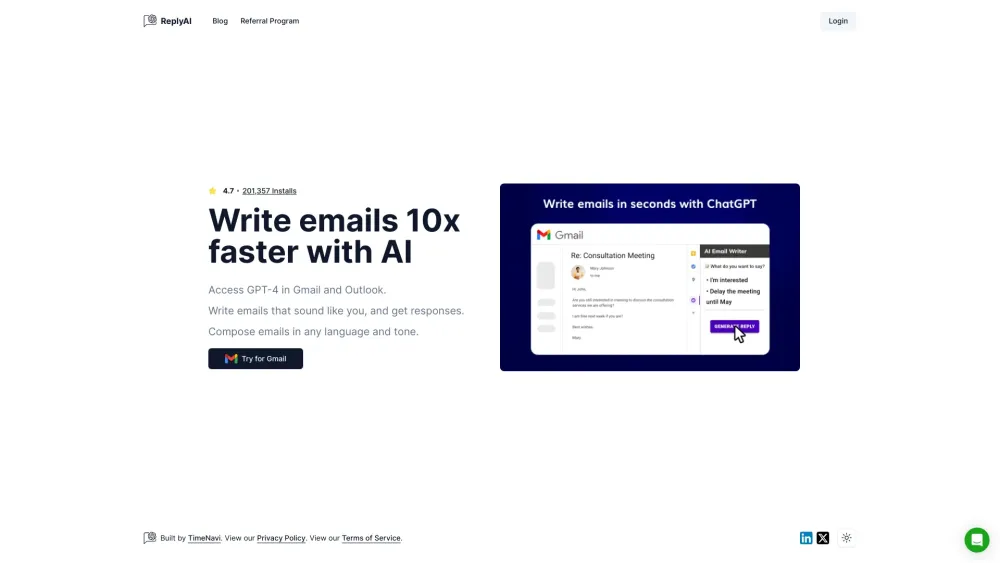 Ai Email Writer For Gmail website screenshot