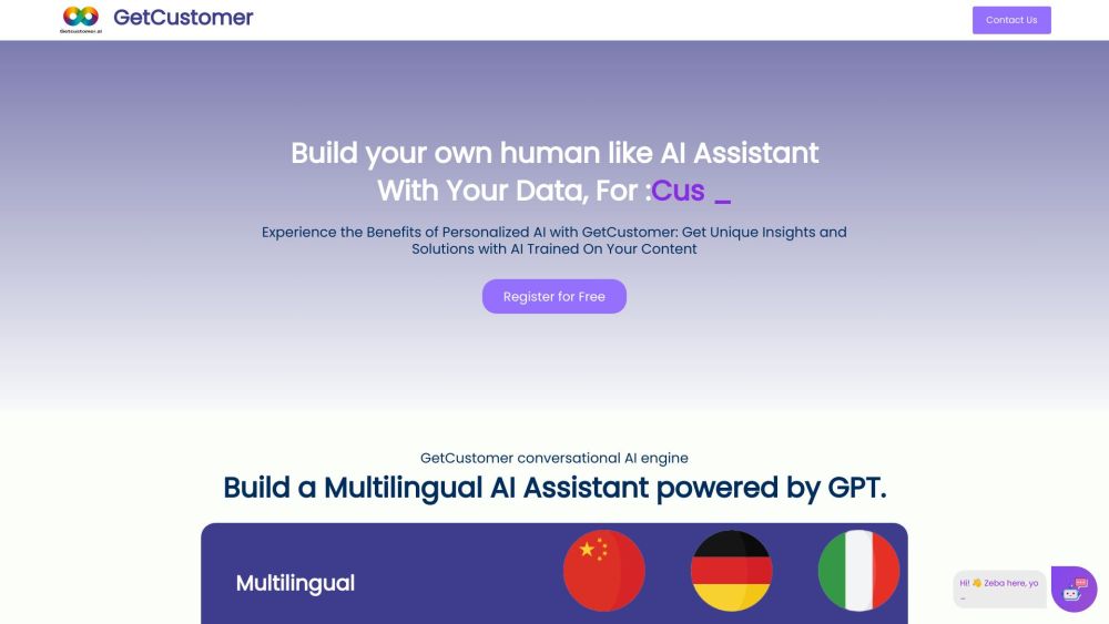Getcustomer Ai website screenshot