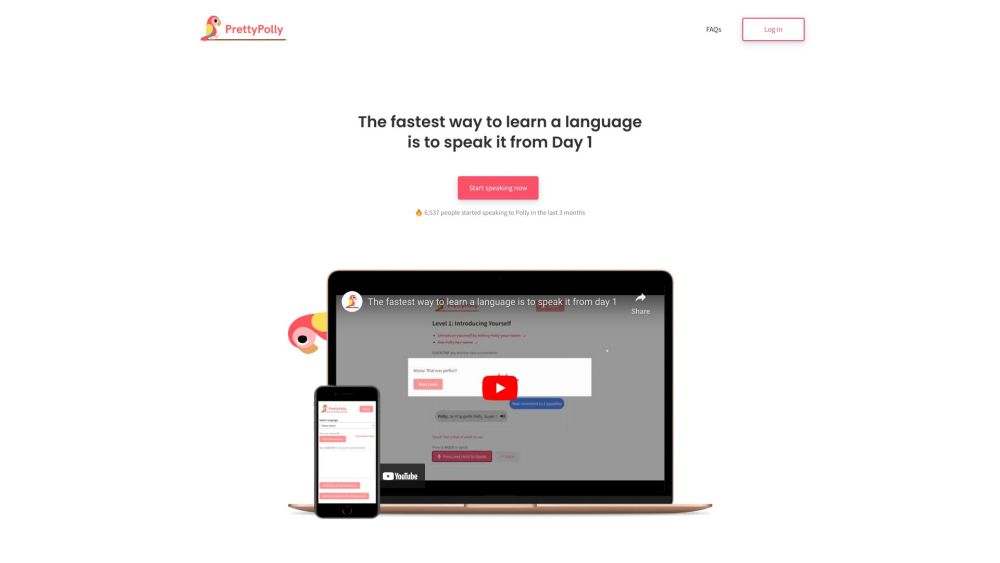 Prettypolly App website screenshot