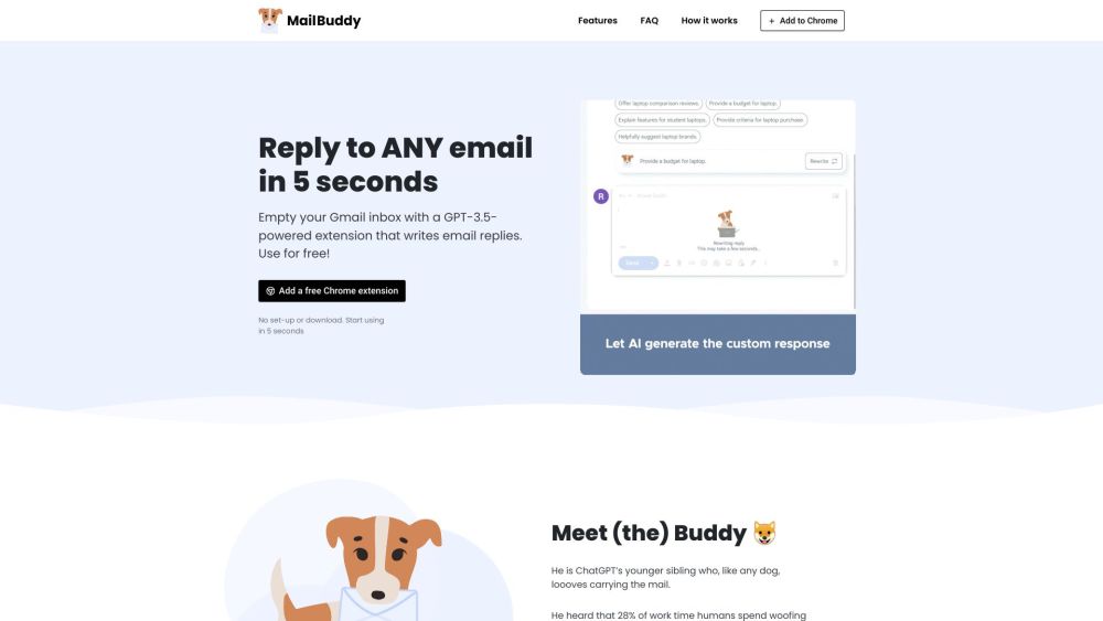 Mailbuddy Chatgpt Ai Email Assistant website screenshot