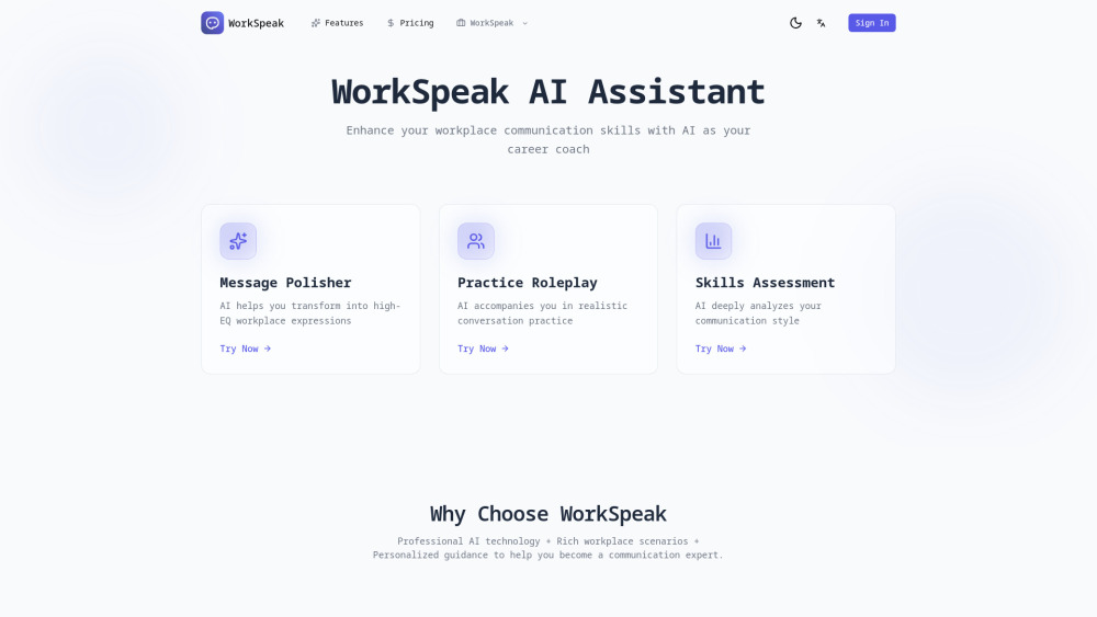 Workspeak website screenshot