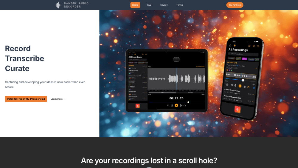 Bangin Audio Recorder website screenshot