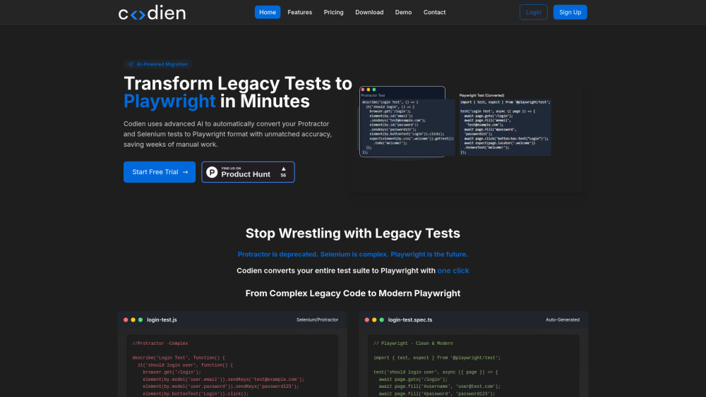 Codien website screenshot