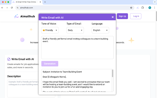 Aimailhub website screenshot