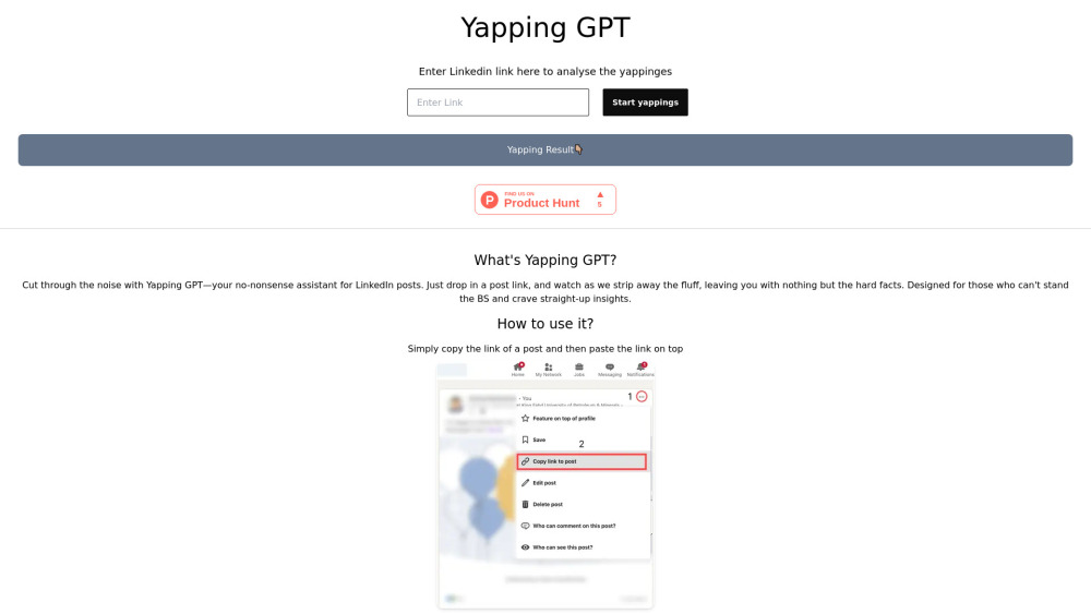 Yappinggpt website screenshot