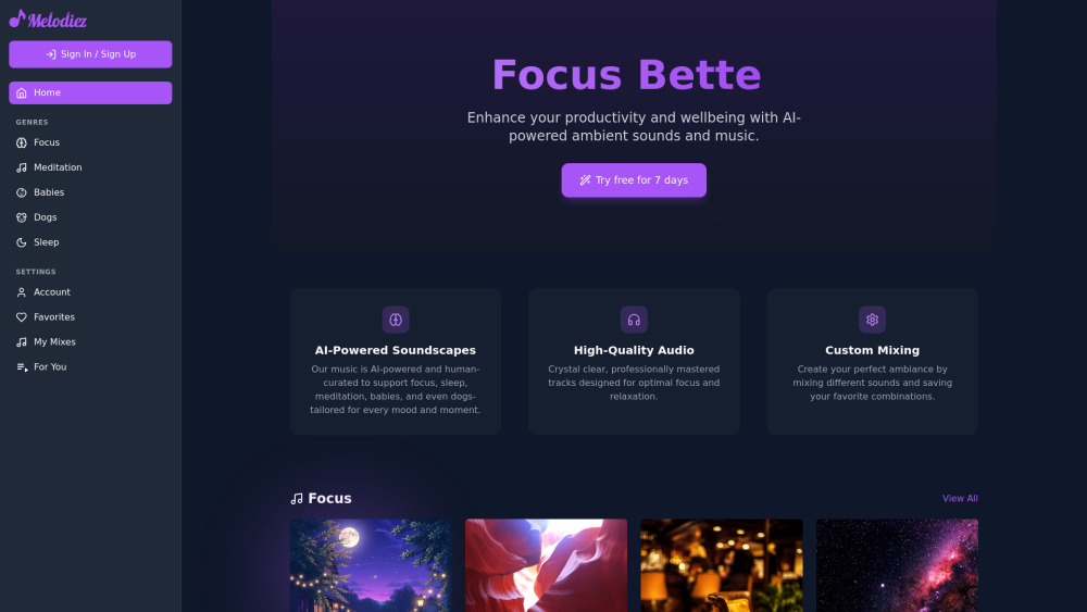 Melodiez website screenshot