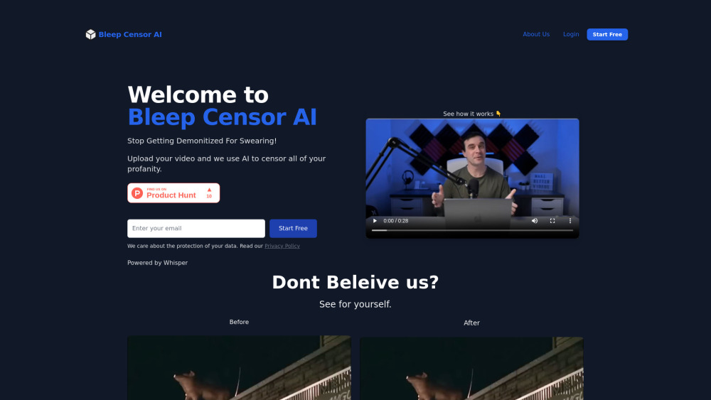 Bleep Censor Ai website screenshot