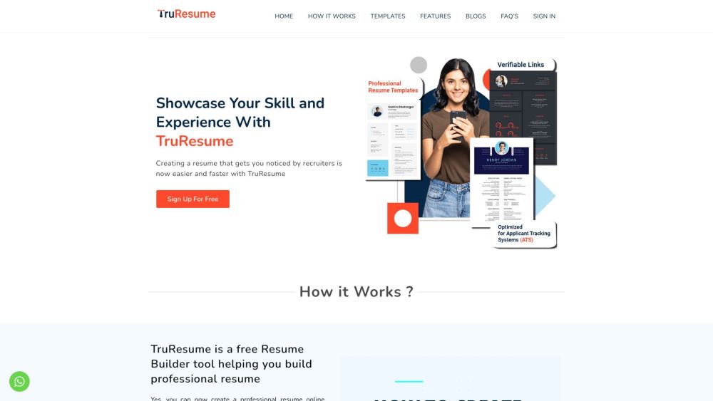 Truresume Builder website screenshot