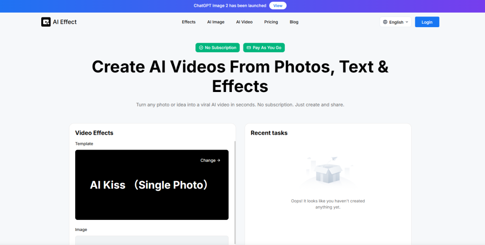 Ai Effect website screenshot