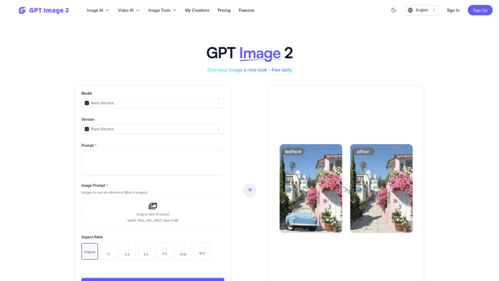 Gpt Image 2 App Io website screenshot