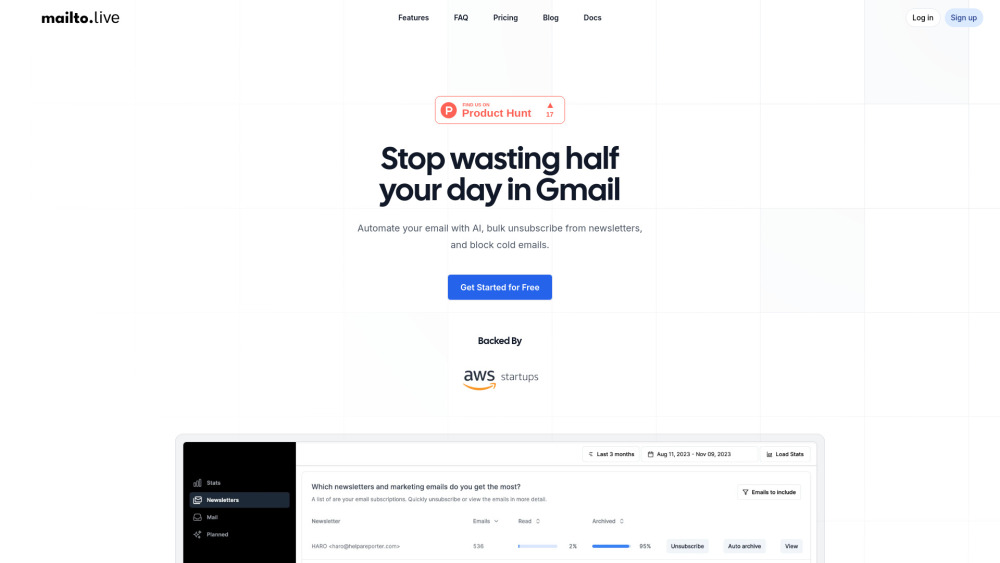 Mailto Live website screenshot