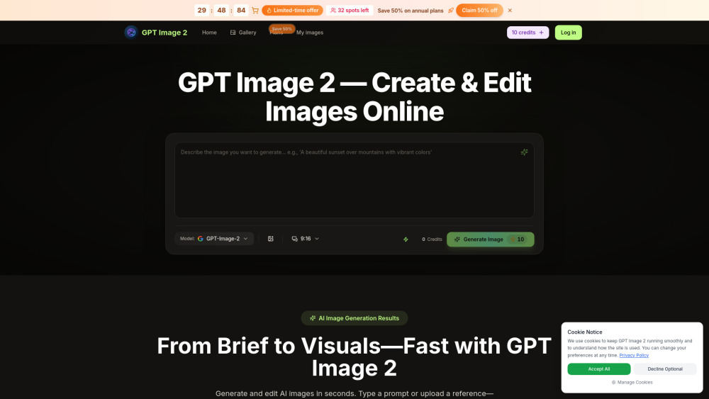 GPT Image 2 website screenshot
