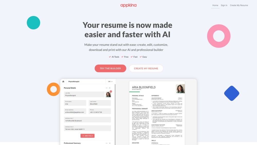 Appkina website screenshot