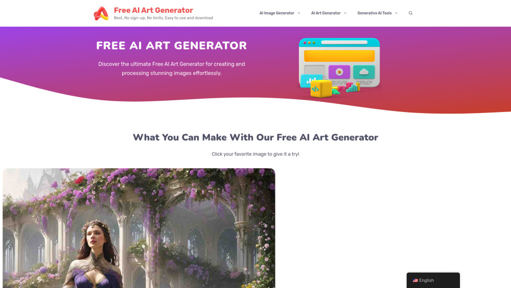 Ai Art Generator 100 Free website screenshot