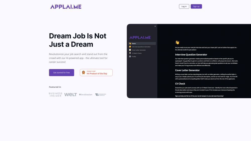 Applai Me website screenshot