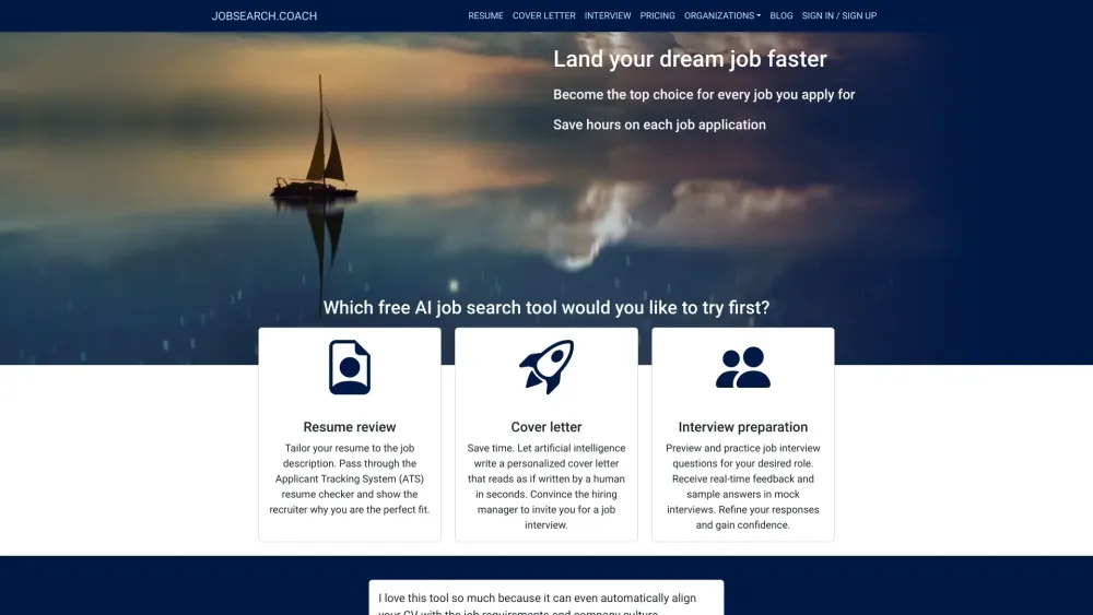 Jobsearch Coach website screenshot