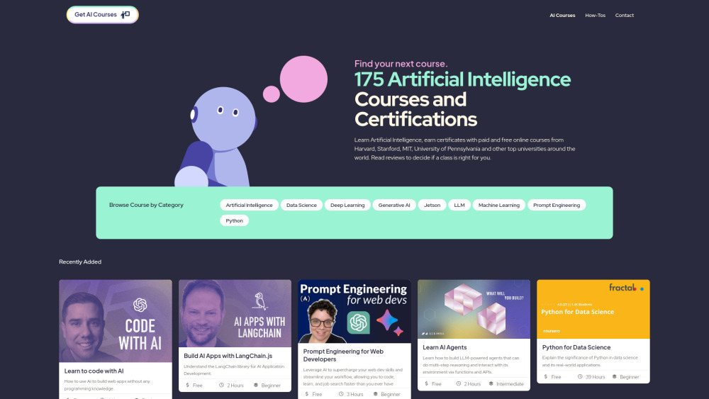 Get AI Courses website screenshot