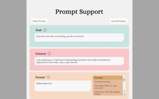 Prompt Support website screenshot