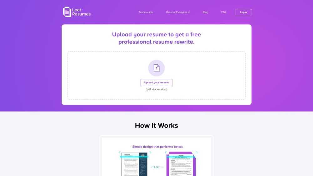 Leet Resume Expert Ai Assisted Resumes website screenshot