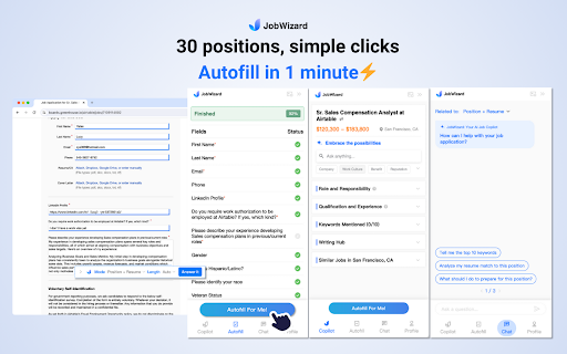 Jobwizard Job Application Copilot Autofill website screenshot