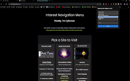 Olc Bedrock Dev Helper website screenshot