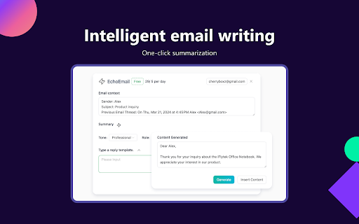 Echoemail Ai Email Write Generator website screenshot
