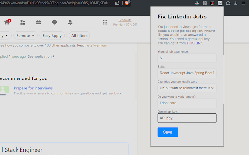 Fix Linkedin Job Search website screenshot