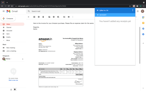 Zoho Expense website screenshot