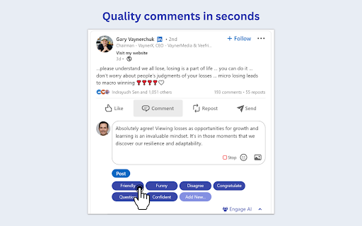 Use ChatGPT to write insightful LinkedIn ™ comments website screenshot