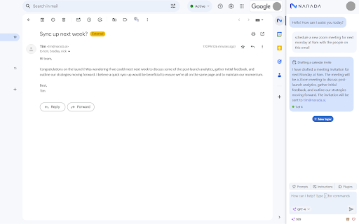 Narada Ai Assistant Chat With Your Tools website screenshot