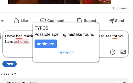 Upcopy Ai Chrome Extension website screenshot